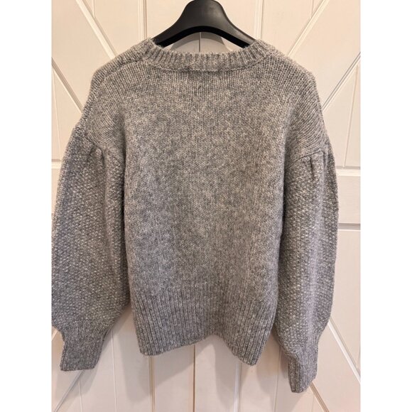 NWT Free Assembly Heather Gray Embroidered Flower Balloon Sleeve Sweater Size M - Picture 4 of 8